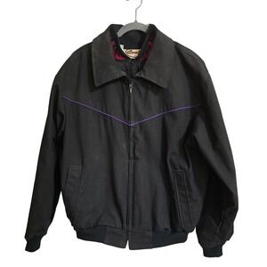 Vintage Comfy Black Down Filled Western Bomber Jacket Mens XL /0550